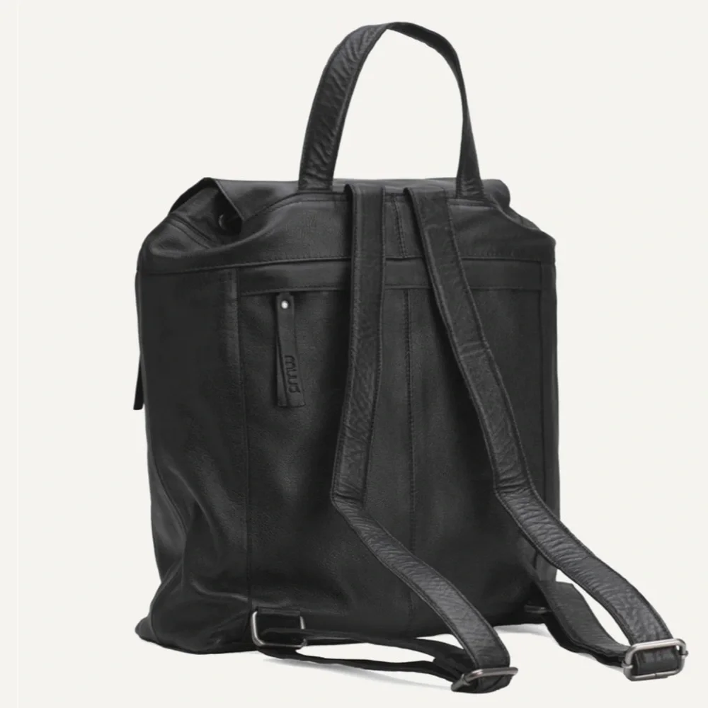 Muud Black Gimo Leather Backpack BNWT - Picture 4 of 13